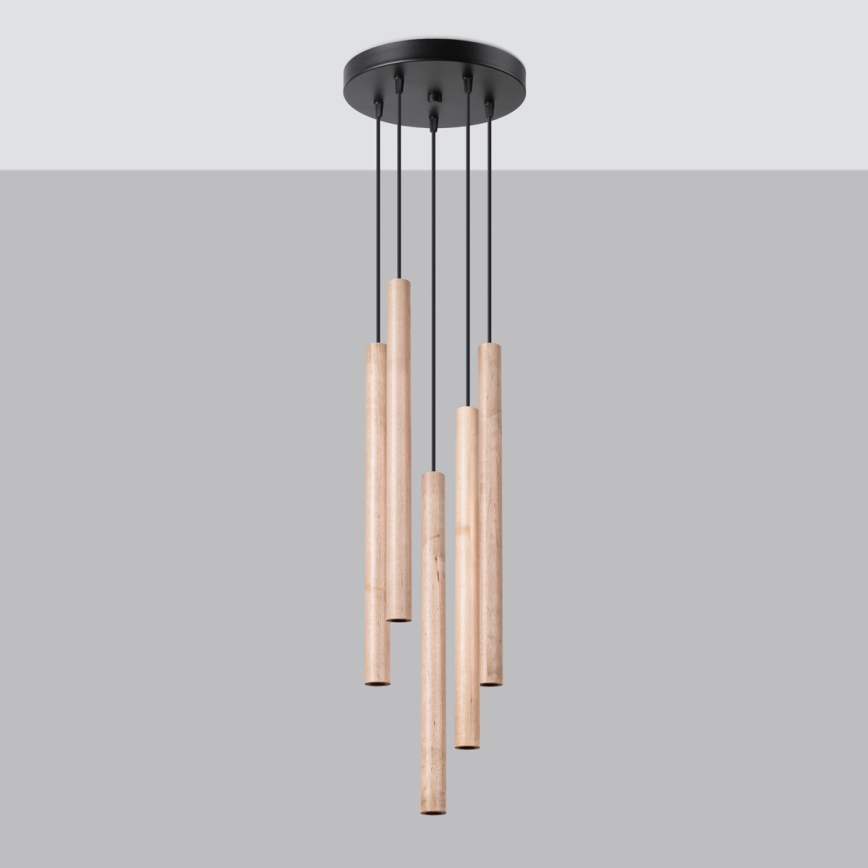 Підвісна люстра PASTELO 5xG9/8W/230V бук