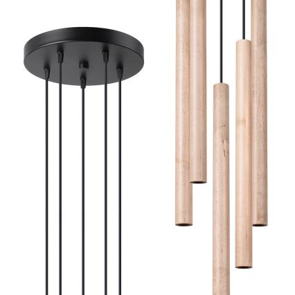 Підвісна люстра PASTELO 5xG9/8W/230V бук