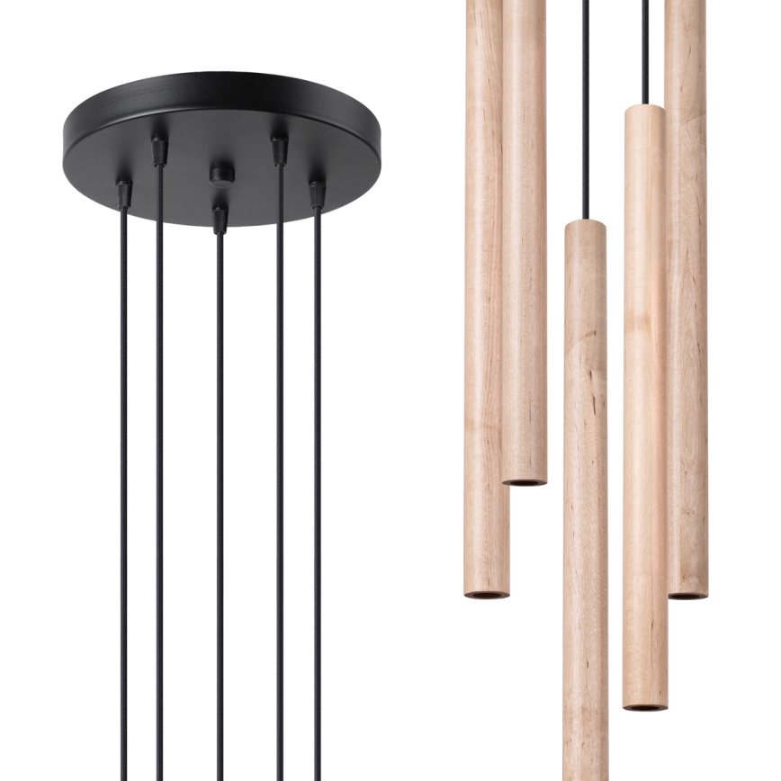 Підвісна люстра PASTELO 5xG9/8W/230V бук