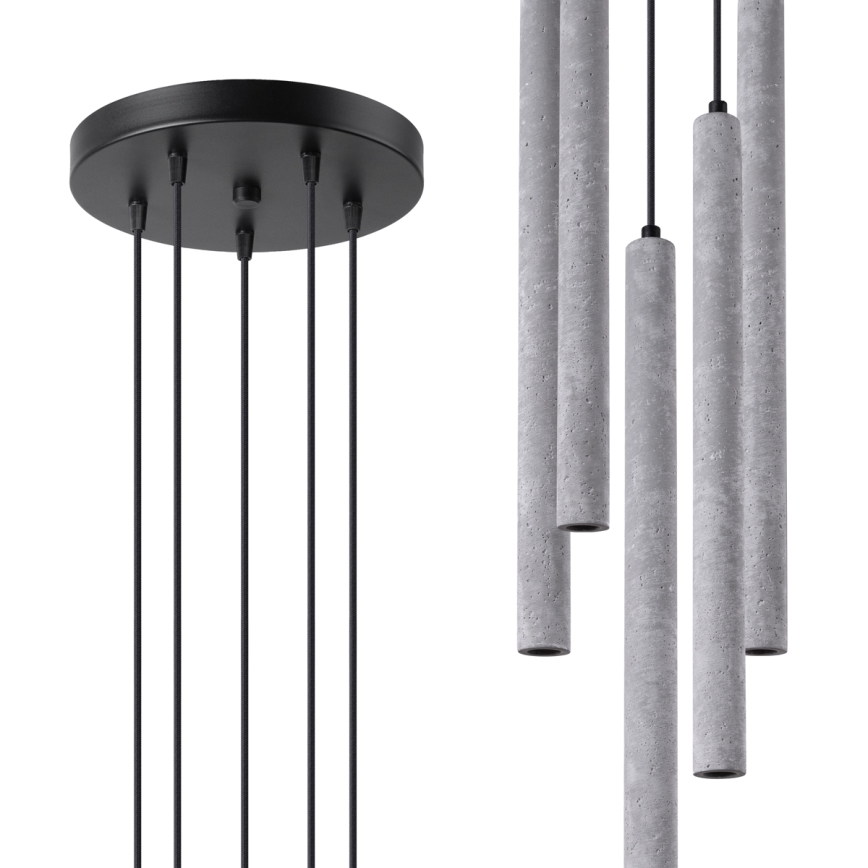 Підвісна люстра PASTELO 5xG9/8W/230V бетон