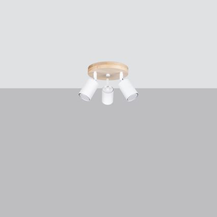 Точковий світильник VERDO 3xGU10/10W/230V білий/бук