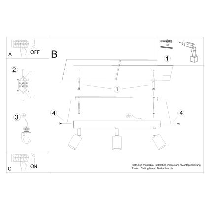 Точечный светильник VERDO 3xGU10/10W/230V белый/бук