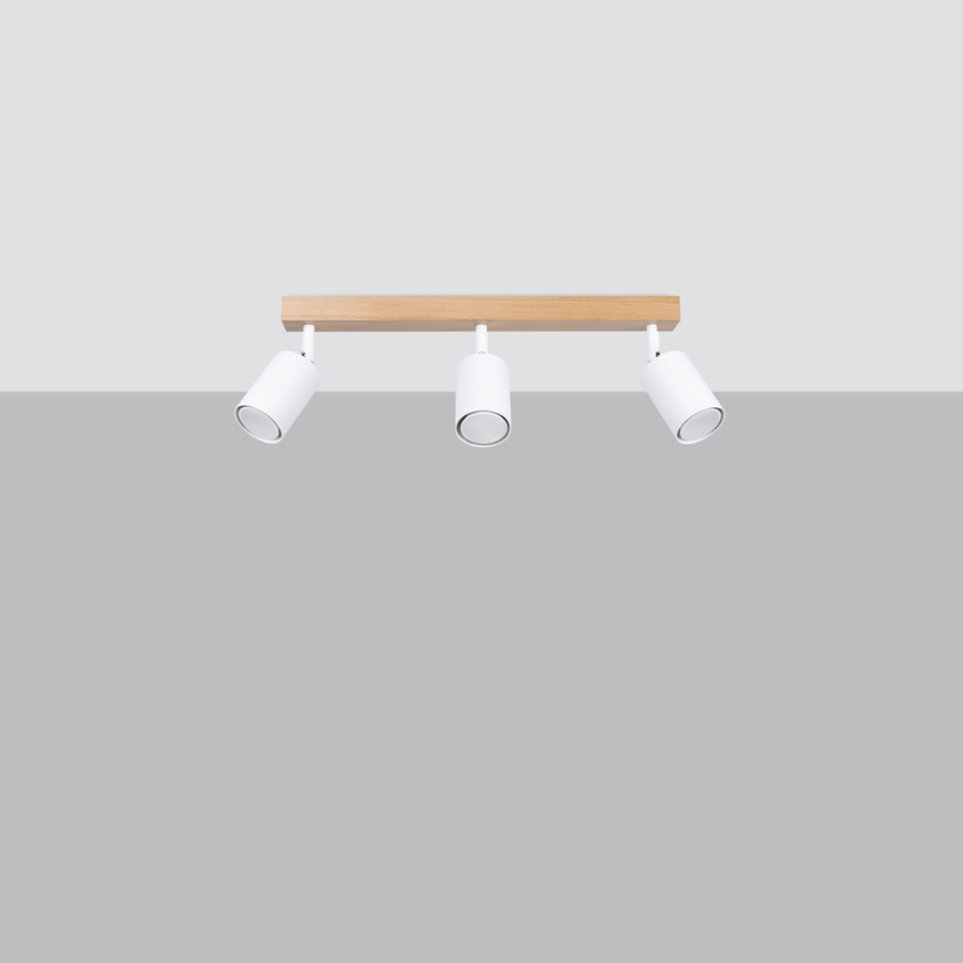 Точковий світильник VERDO 3xGU10/10W/230V білий/бук