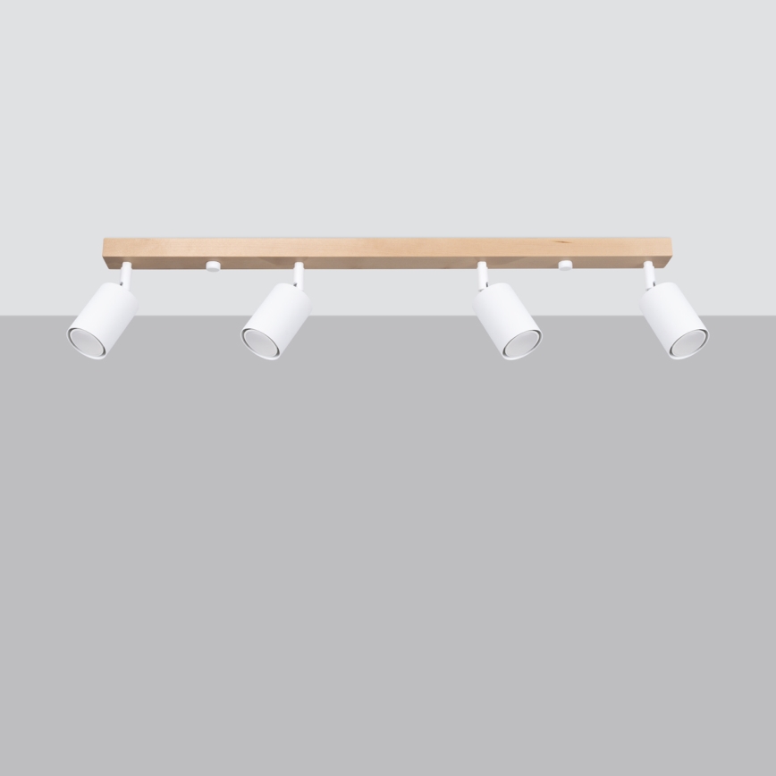 Точковий світильник VERDO 4xGU10/10W/230V білий/бук