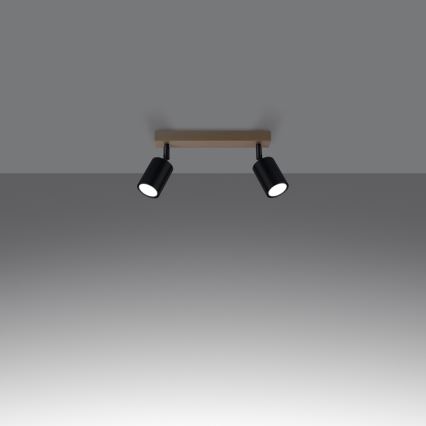 Точковий світильник VERDO 2xGU10/10W/230V чорний/бук