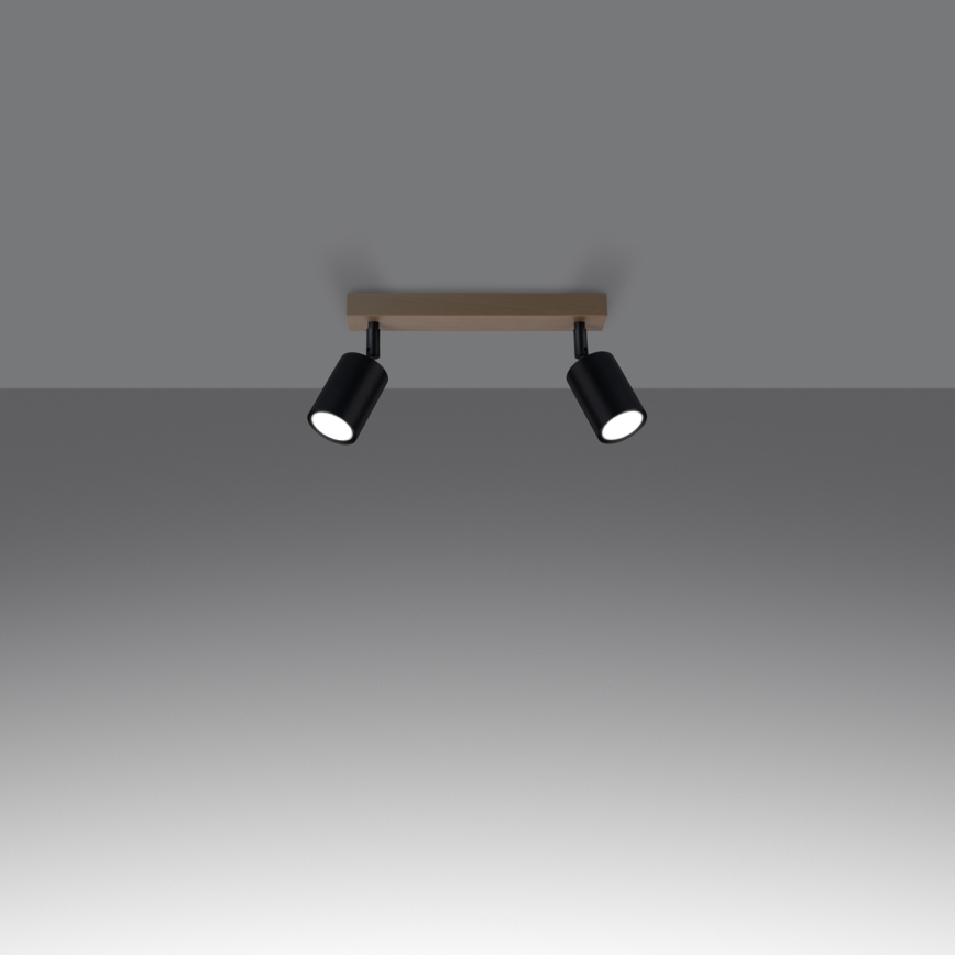 Точковий світильник VERDO 2xGU10/10W/230V чорний/бук