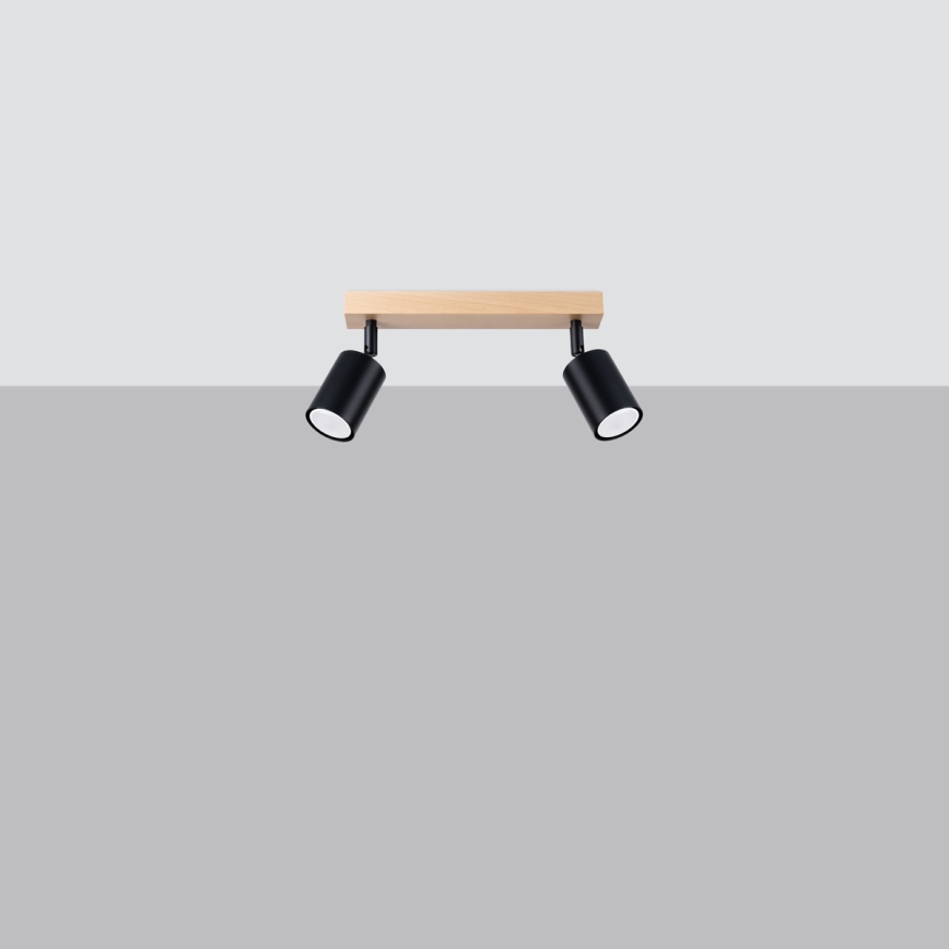 Точковий світильник VERDO 2xGU10/10W/230V чорний/бук