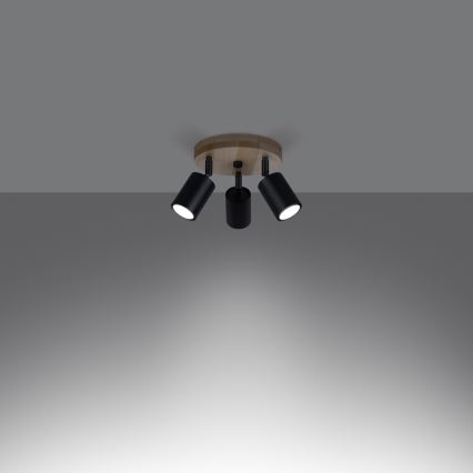 Точечный светильник VERDO 3xGU10/10W/230V черный/бук