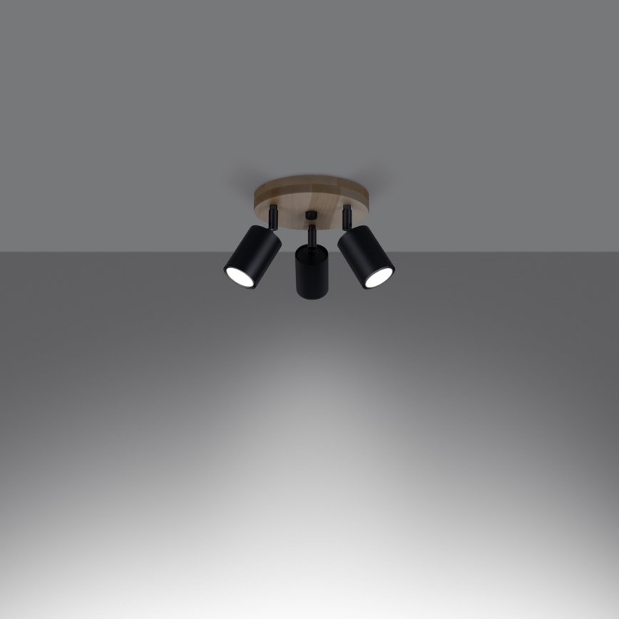 Точковий світильник VERDO 3xGU10/10W/230V чорний/бук