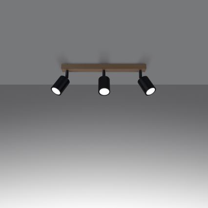 Точковий світильник VERDO 3xGU10/10W/230V чорний/бук