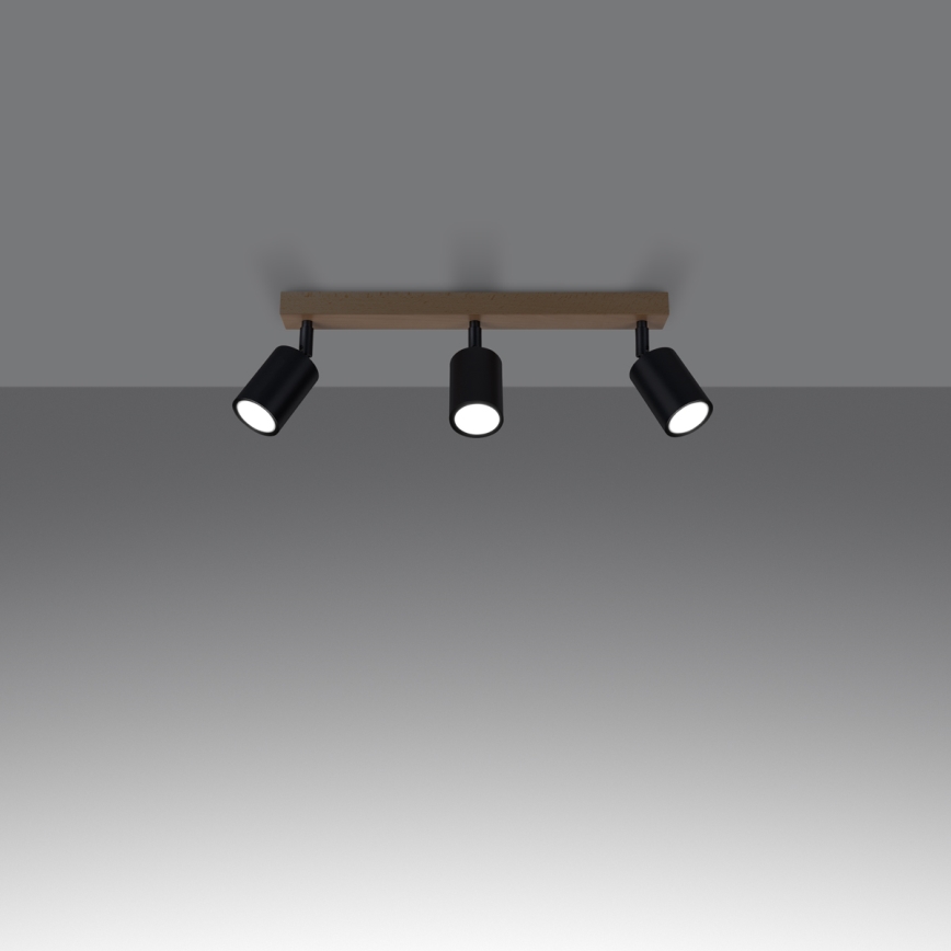 Точковий світильник VERDO 3xGU10/10W/230V чорний/бук