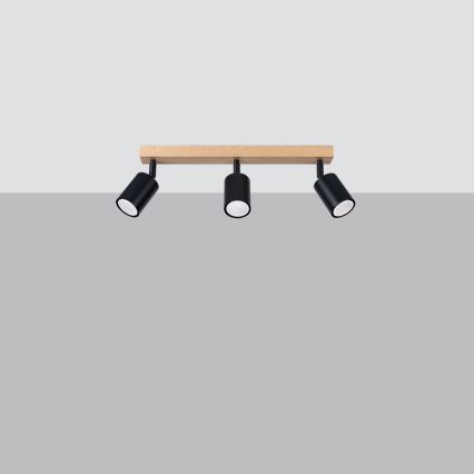 Точковий світильник VERDO 3xGU10/10W/230V чорний/бук