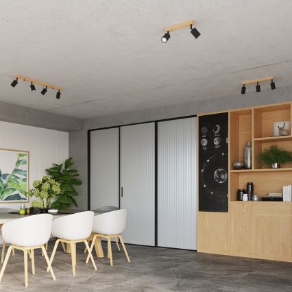 Точковий світильник VERDO 3xGU10/10W/230V чорний/бук