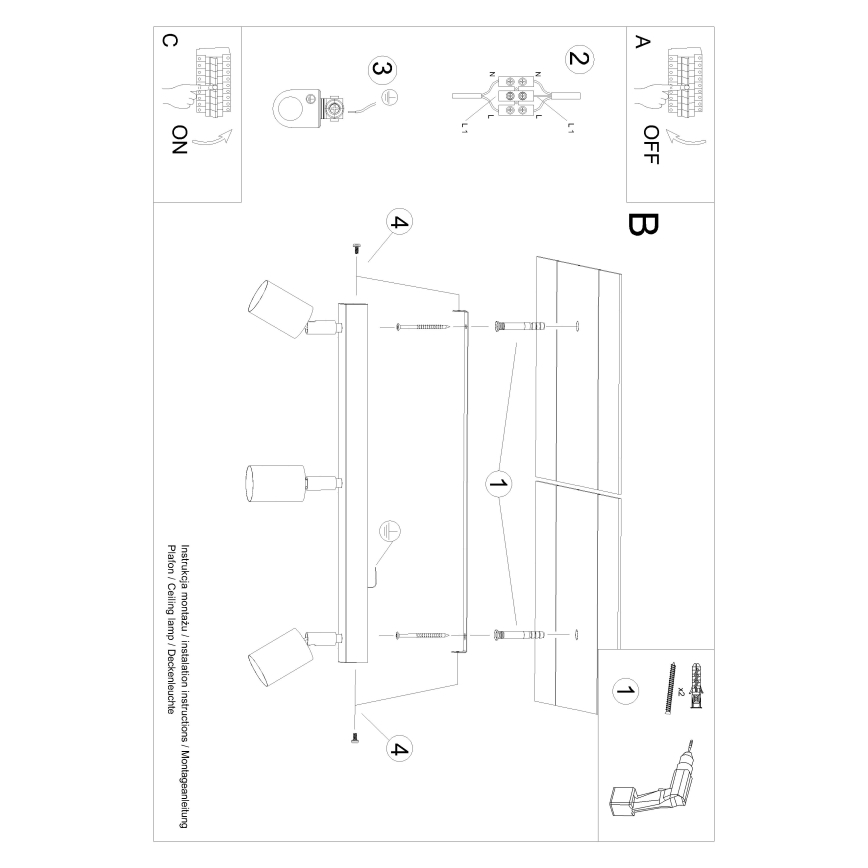 Точковий світильник VERDO 3xGU10/10W/230V чорний/бук