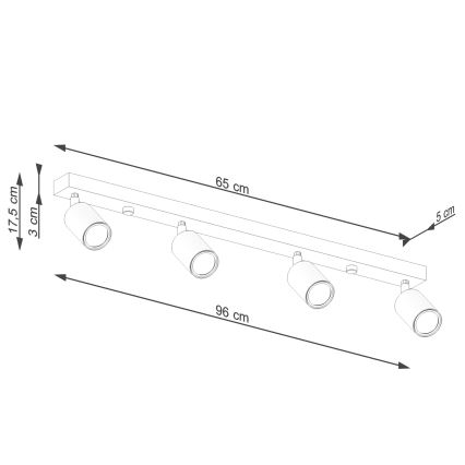 Точечный светильник VERDO 4xGU10/10W/230V черный/бук