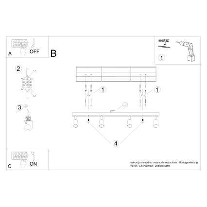 Точечный светильник VERDO 4xGU10/10W/230V черный/бук
