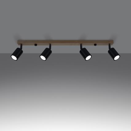 Точковий світильник VERDO 4xGU10/10W/230V чорний/бук