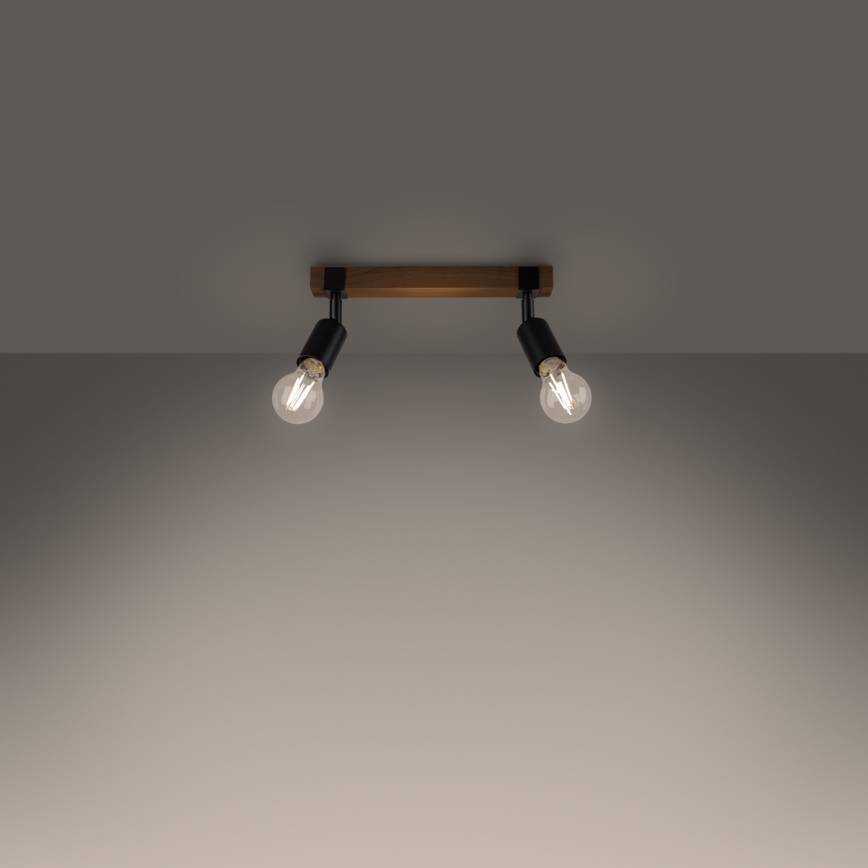 Точечный светильник ZUCA 2xE27/15W/230V черный/дуб