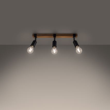 Точечный светильник ZUCA 3xE27/15W/230V черный/дуб