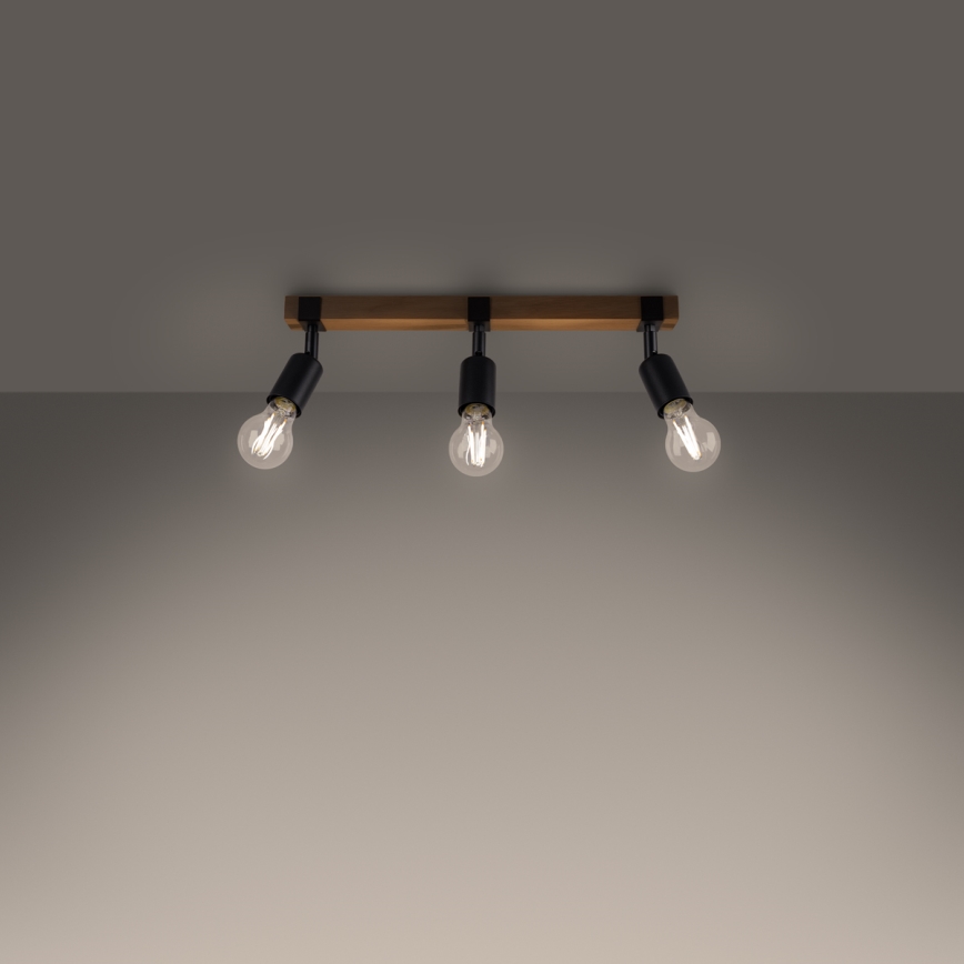 Точковий світильник ZUCA 3xE27/15W/230V чорний/дуб