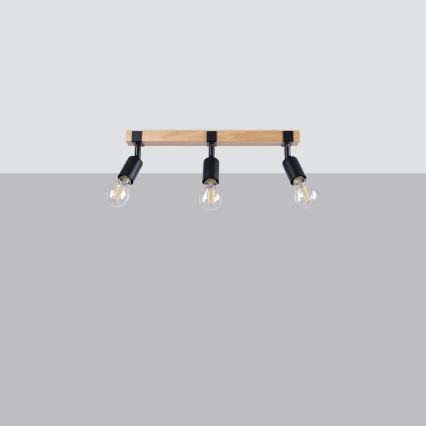 Точковий світильник ZUCA 3xE27/15W/230V чорний/дуб