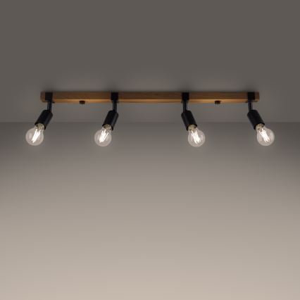 Точечный светильник ZUCA 4xE27/15W/230V черный/дуб