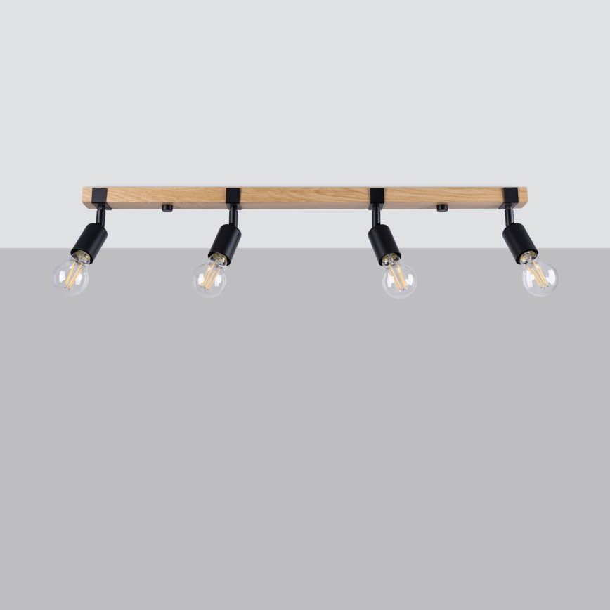 Точечный светильник ZUCA 4xE27/15W/230V черный/дуб