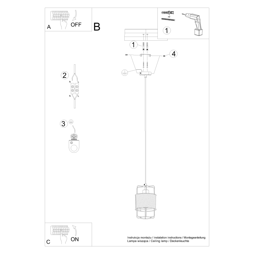Підвісна люстра GIZUR 1xE27/15W/230V