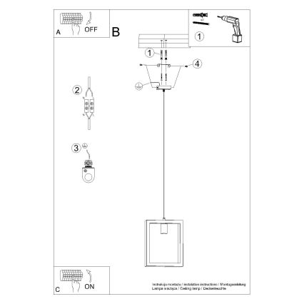 Подвесная люстра ARIES 1xE27/15W/230V бук/белый