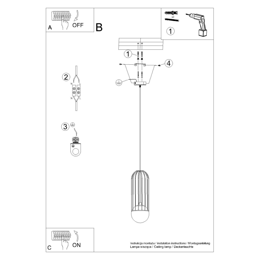 Подвесная люстра BRINA 1xG9/8W/230V черный