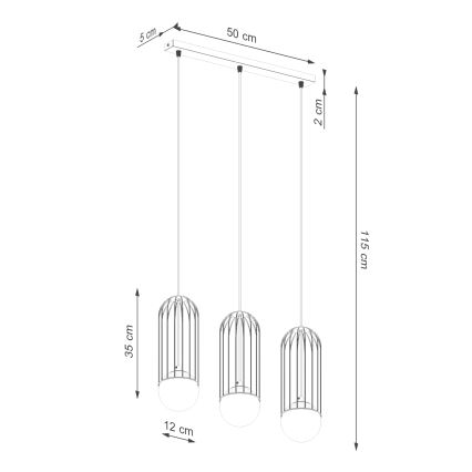 Підвісна люстра BRINA 3xG9/8W/230V білий