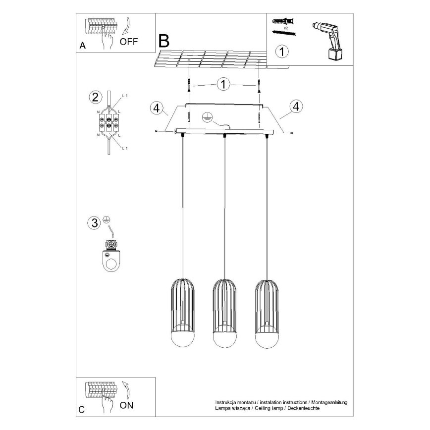 Підвісна люстра BRINA 3xG9/8W/230V білий