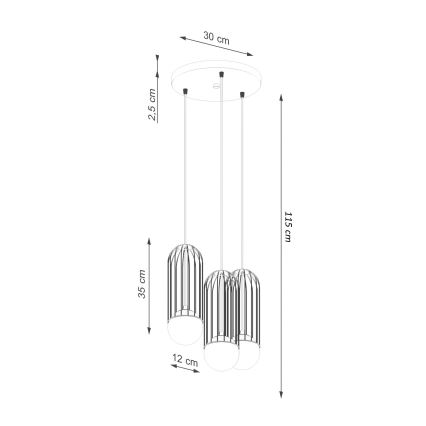 Подвесная люстра BRINA 3xG9/8W/230V черный