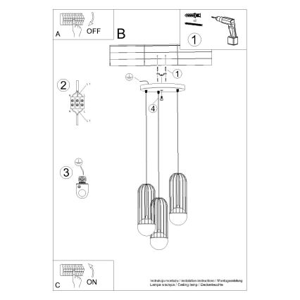 Подвесная люстра BRINA 3xG9/8W/230V черный