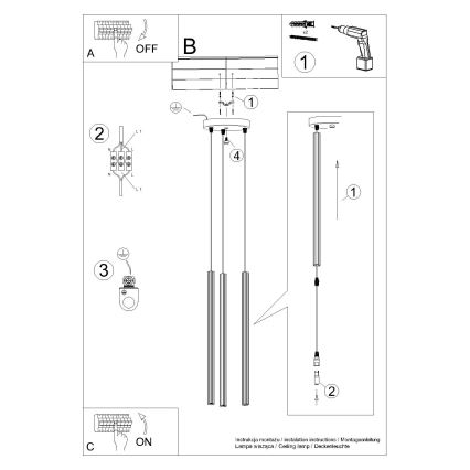 Подвесная люстра ARCHE 3xG9/8W/230V черный