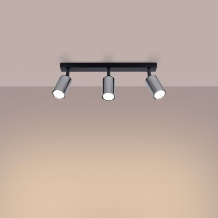 Точковий світильник WINX 3xGU10/10W/230V чорний/глянцевий хром