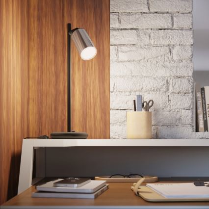 Настільна лампа WINX 1xGU10/10W/230V чорний/глянцевий хром