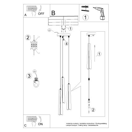 Підвісна люстра PRYSM 3xG9/8W/230V чорний