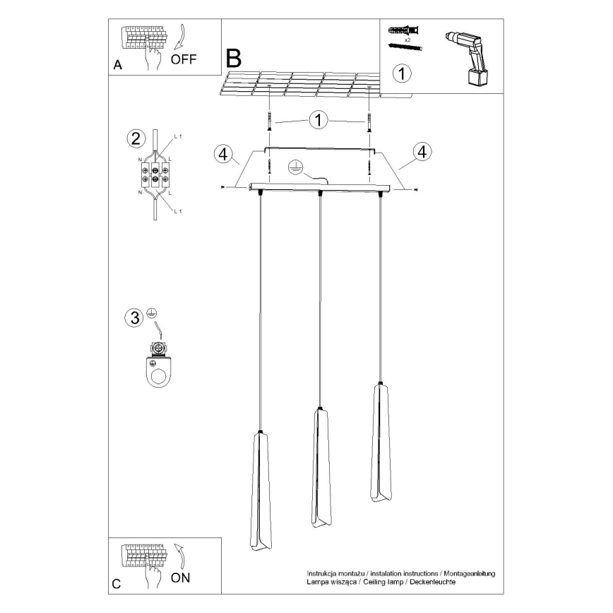 Подвесная люстра PRYSM 3xG9/8W/230V черный