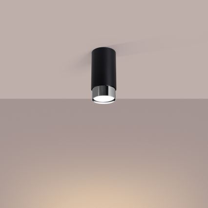 Точечный светильник NERO 1xGU10/10W/230V 12,5 см черный/блестящий хром