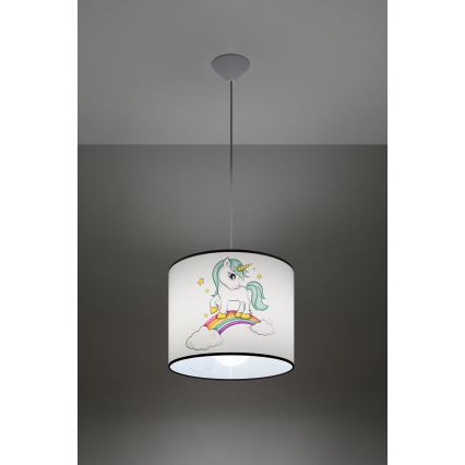Дитяча підвісна люстра UNICORN 1xE27/15W/230V діаметр 30 см єдиноріг