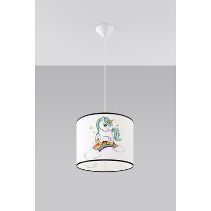 Дитяча підвісна люстра UNICORN 1xE27/15W/230V діаметр 30 см єдиноріг