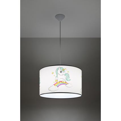 Дитяча підвісна люстра UNICORN 1xE27/15W/230V діаметр 40 см єдиноріг