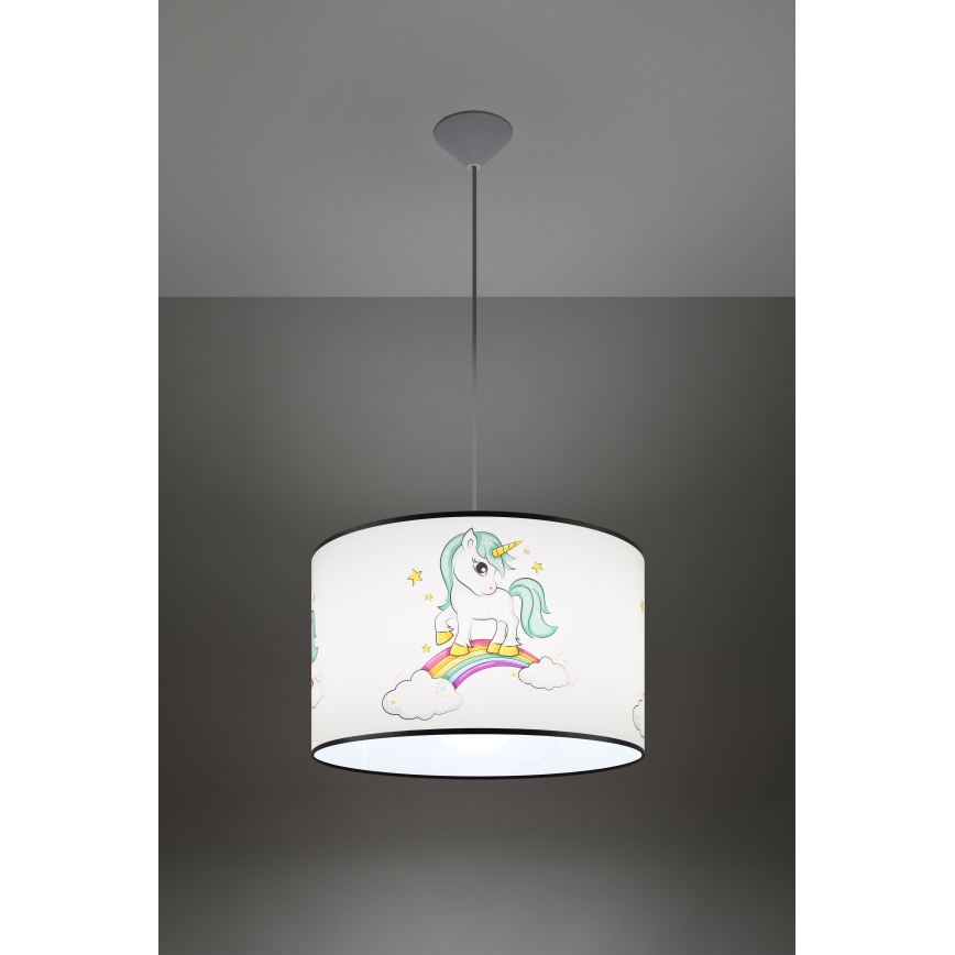 Дитяча підвісна люстра UNICORN 1xE27/15W/230V діаметр 40 см єдиноріг