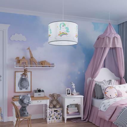 Дитяча підвісна люстра UNICORN 1xE27/15W/230V діаметр 40 см єдиноріг