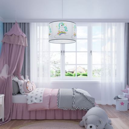 Дитяча підвісна люстра UNICORN 1xE27/15W/230V діаметр 40 см єдиноріг