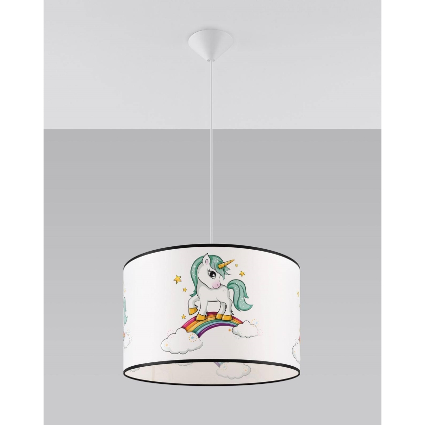 Дитяча підвісна люстра UNICORN 1xE27/15W/230V діаметр 40 см єдиноріг