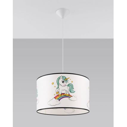Дитяча підвісна люстра UNICORN 1xE27/15W/230V діаметр 40 см єдиноріг