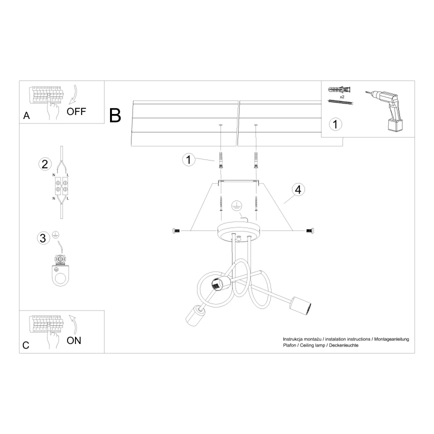 Припотолочная люстра LOOP 3xE27/15W/230V черный