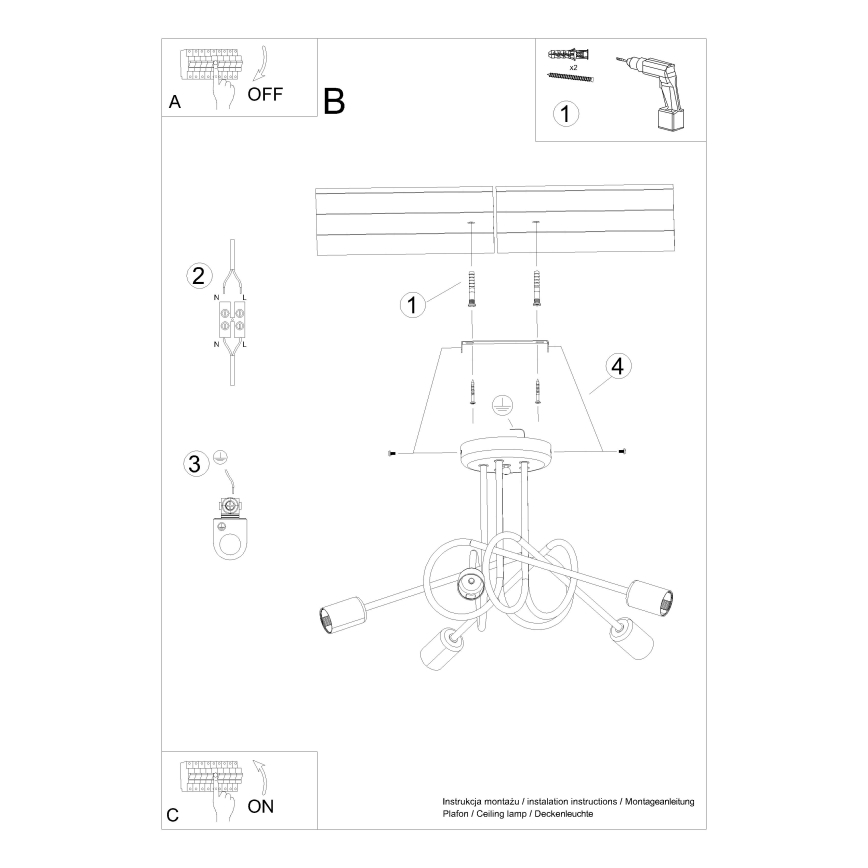 Пристельова люстра LOOP 5xE27/15W/230V золотий